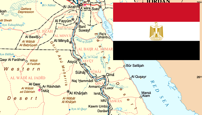 Mapa e Bandeira do Egito