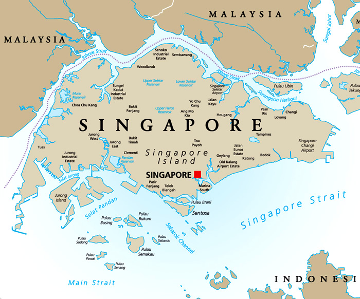 Onde fica Singapura: Mapa de Singapura