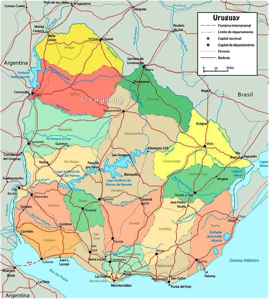 Mapa do Uruguai