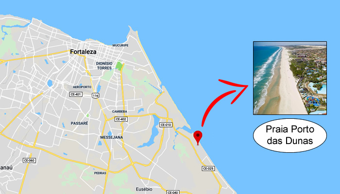 Mapa: Onde fica a Praia Porto das Dunas