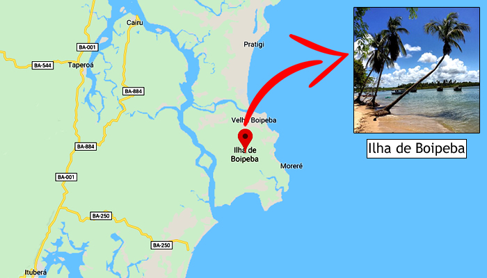 Mapa: onde fica a Ilha de Boipeba/BA