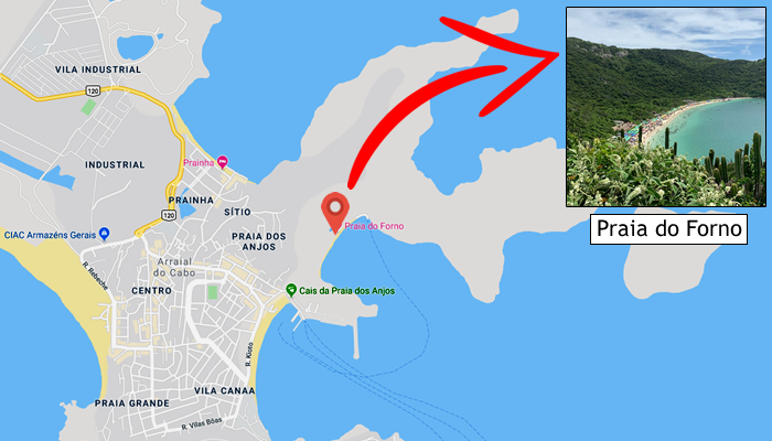 Mapa: Onde fica a Praia do Forno
