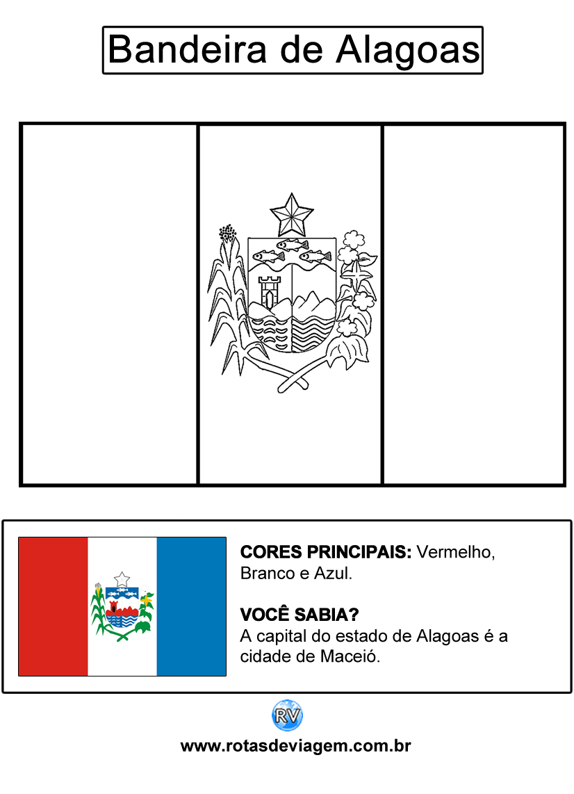 Bandeira de Alagoas para colorir (em preto e branco): IMAGEM