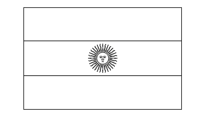 Bandeira da Argentina para colorir (em preto e branco)