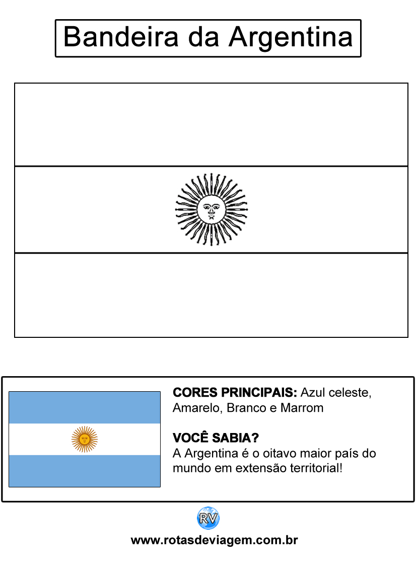 Bandeira da Argentina para colorir (em preto e branco): IMAGEM