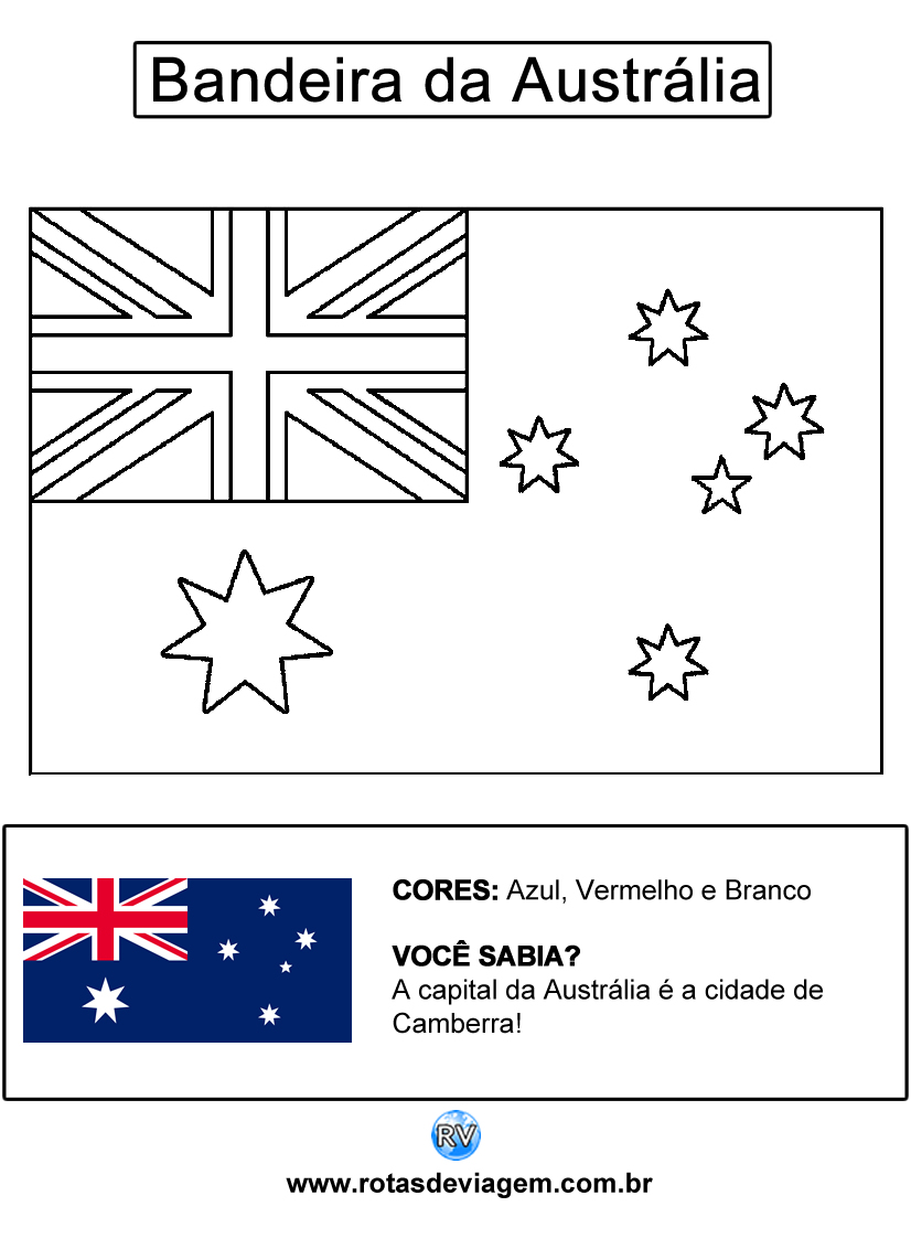 Bandeira da Austrália para colorir (em preto e branco)