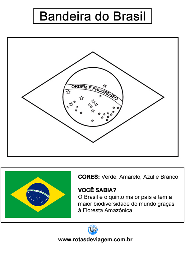 Bandeira do Brasil para colorir (em preto e branco): IMAGEM
