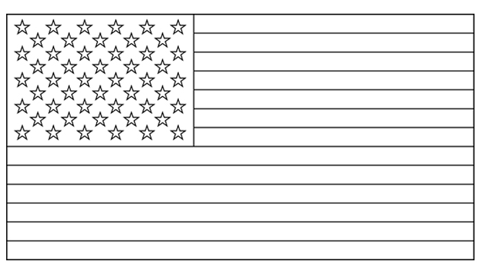 Bandeira dos Estados Unidos para colorir (em preto e branco): Para IMPRIMIR