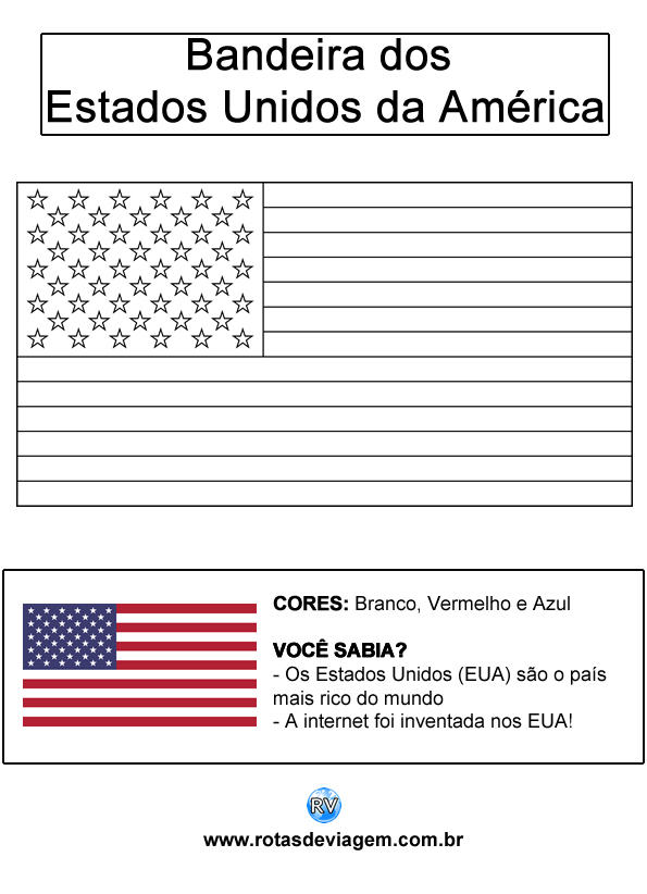 Bandeira dos Estados Unidos para colorir - Pronta Para Imprimir!