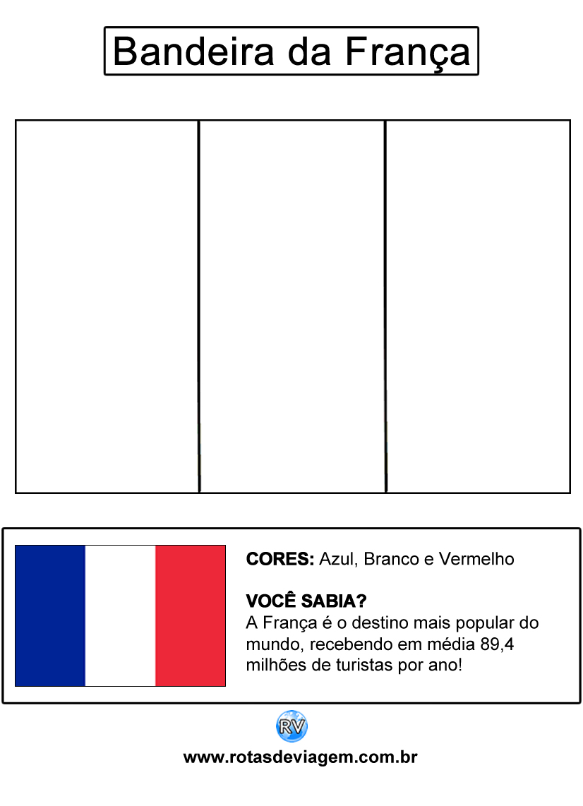 Bandeira da França para colorir (em preto e branco): IMAGEM