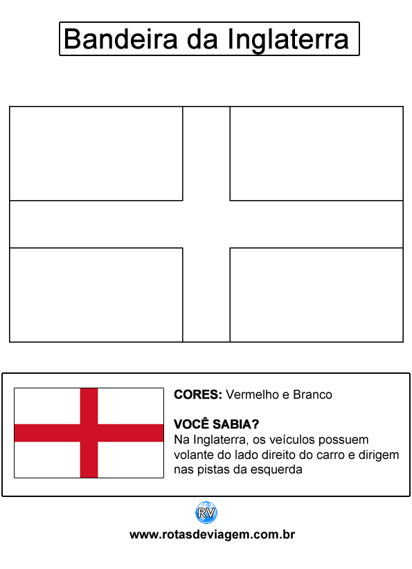 Bandeira da Inglaterra para colorir (em preto e branco): IMAGEM