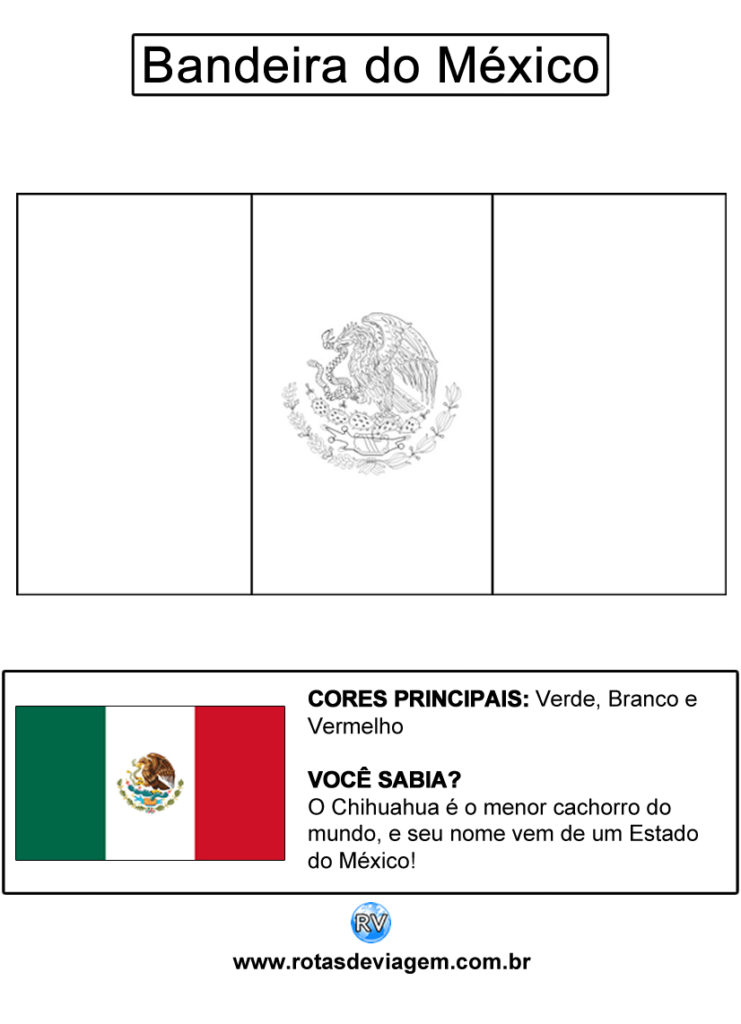 [Para Imprimir] Bandeira do México para Colorir (preto e branco)!