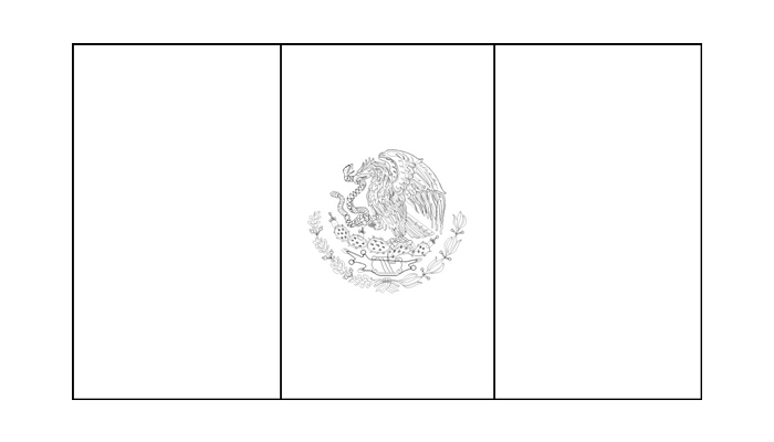 Bandeira do México para colorir (em preto e branco)