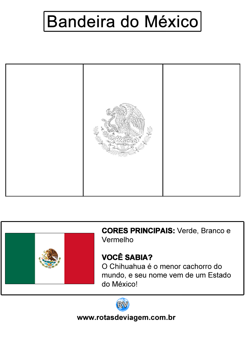 Bandeira do México para colorir (em preto e branco): IMAGEM