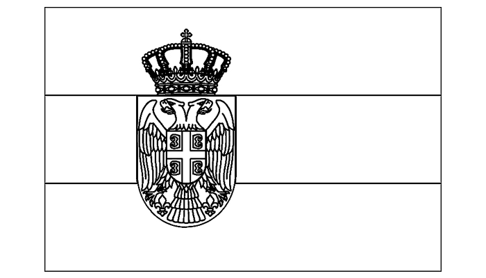 Bandeira da Sérvia para colorir (em preto e branco)