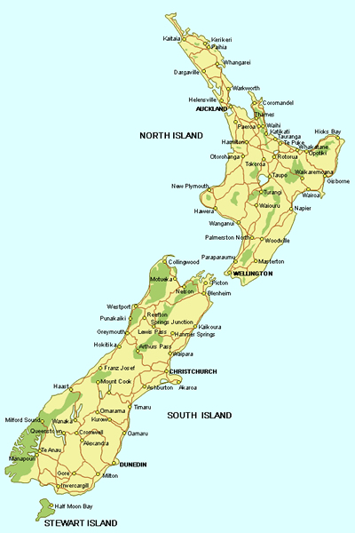 Mapa da Nova Zelândia