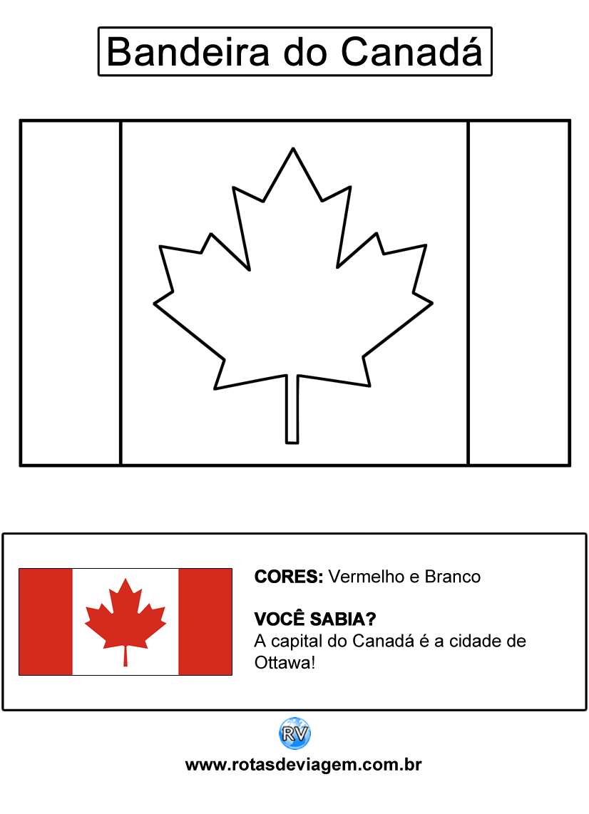 Bandeira do Canadá para colorir (em preto e branco): IMAGEM