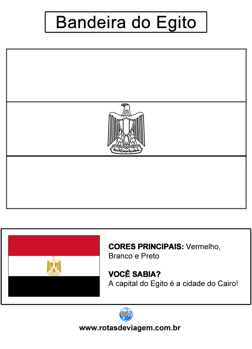 Bandeira do Egito para colorir (em preto e branco): IMAGEM