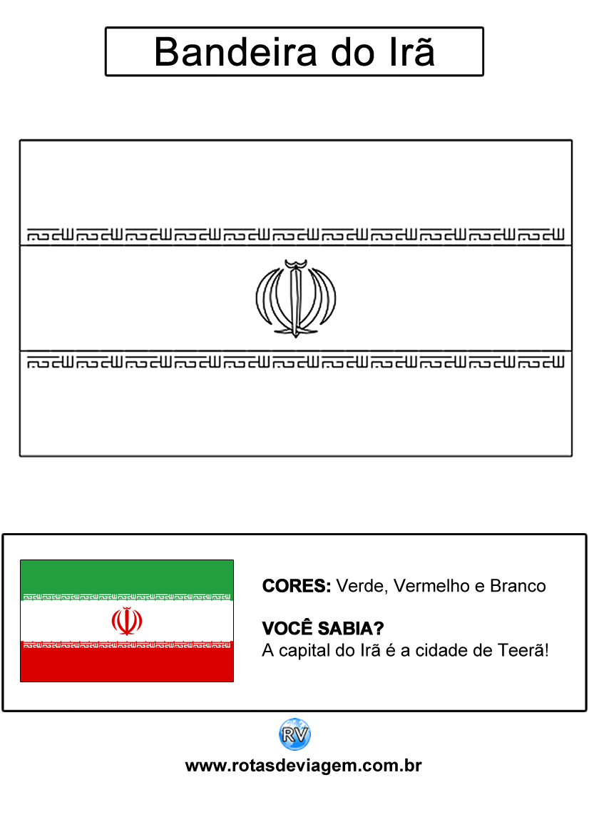 Bandeira do Irã para colorir (em preto e branco): IMAGEM