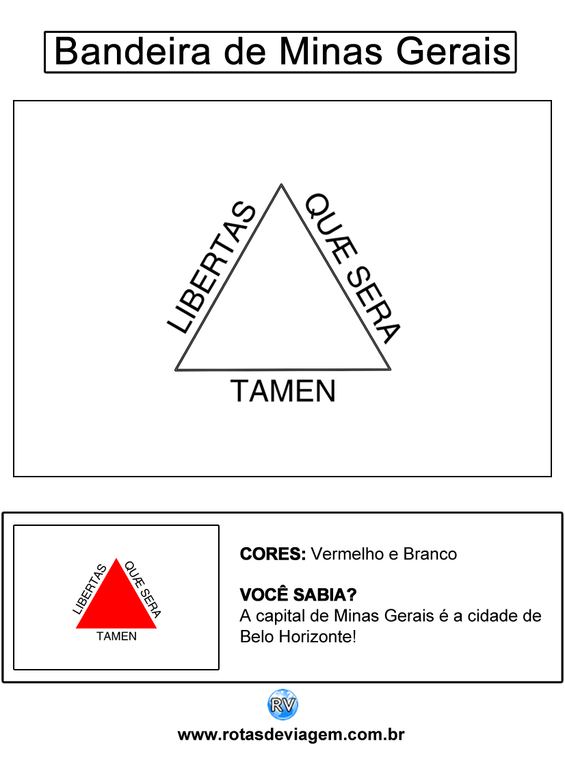 Bandeira de Minas Gerais para colorir (em preto e branco): IMAGEM