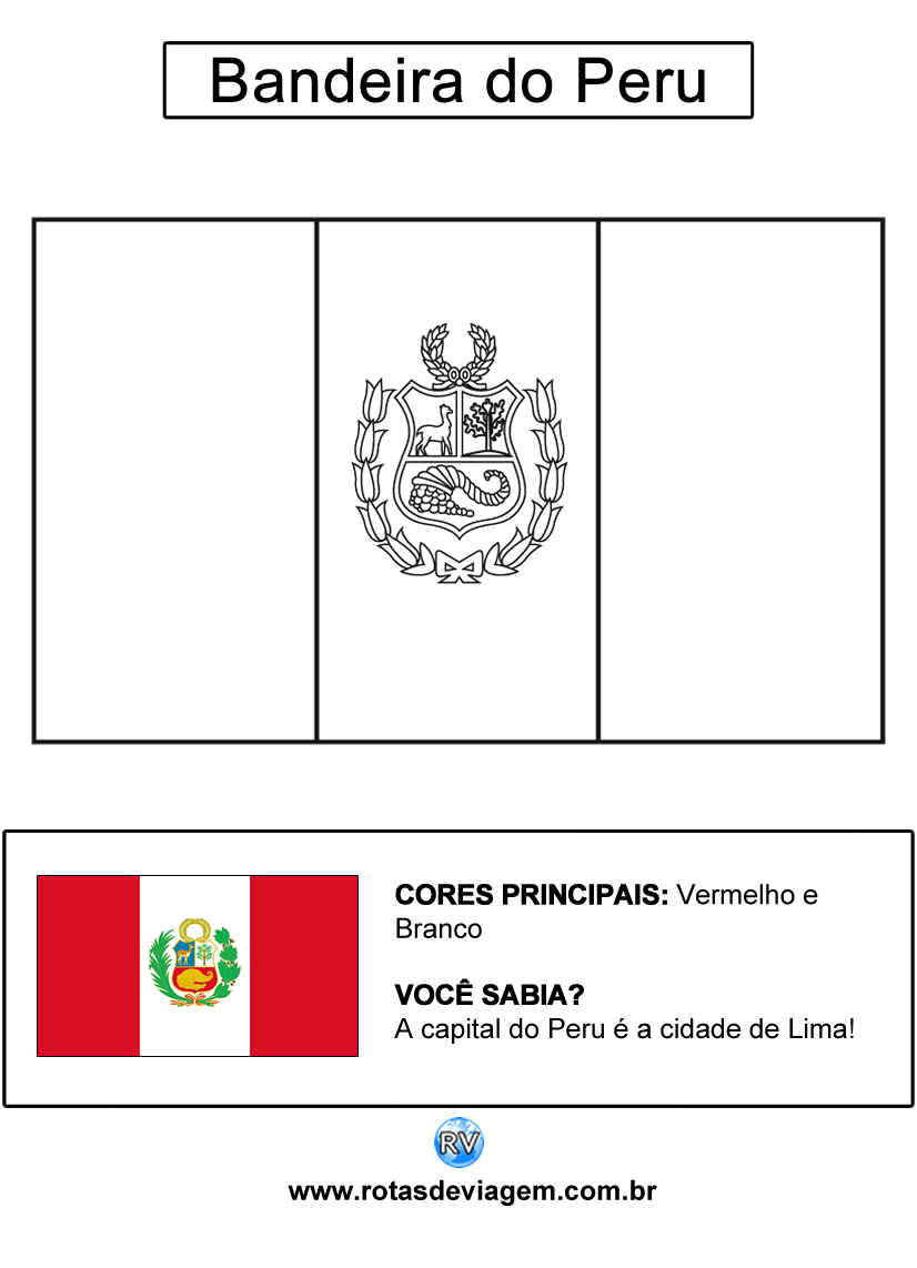 Bandeira do Peru para colorir (em preto e branco): IMAGEM