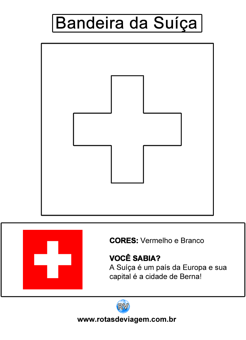 Bandeira da Suíça para colorir (em preto e branco): IMAGEM