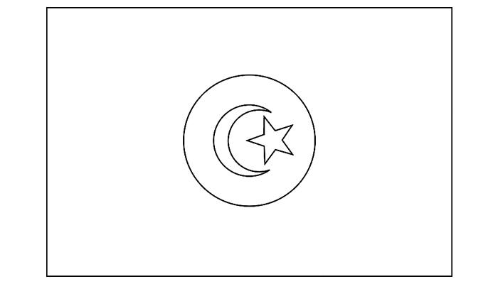 Bandeira da Tunísia para colorir (em preto e branco)