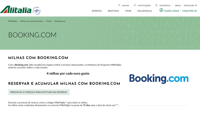 Descubra como acumular milhas com o Booking.com: Alitalia
