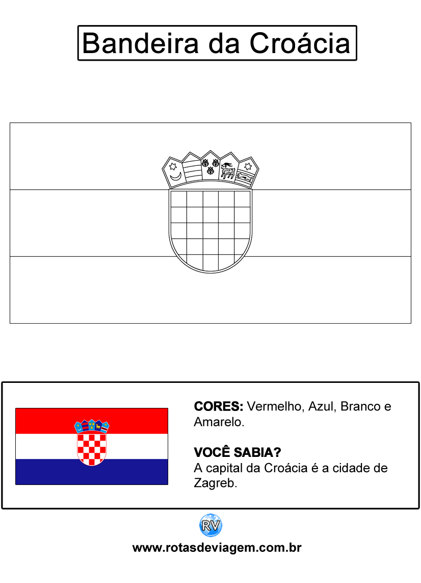 Bandeira da Croácia para colorir (em preto e branco): IMAGEM