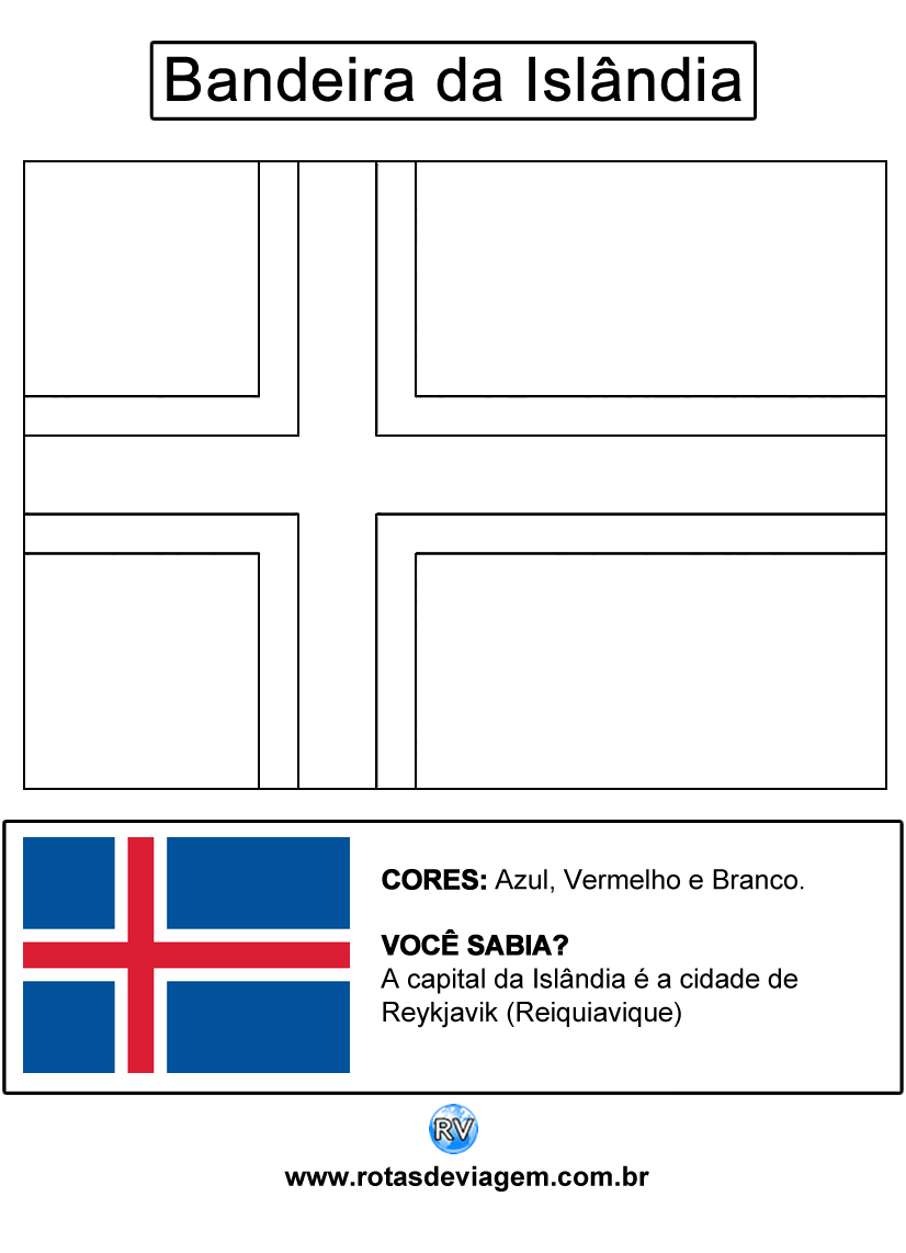 Bandeira da Islândia para colorir (em preto e branco): IMAGEM