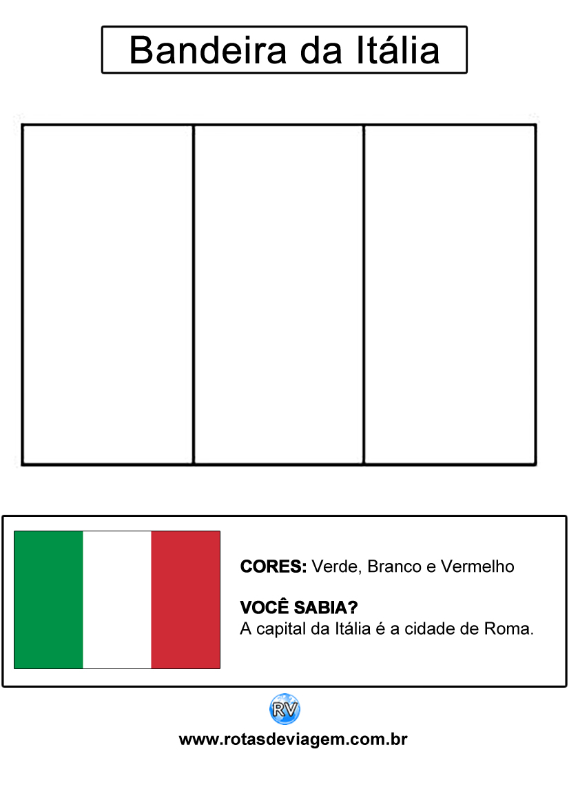Bandeira da Itália para colorir (em preto e branco): IMAGEM