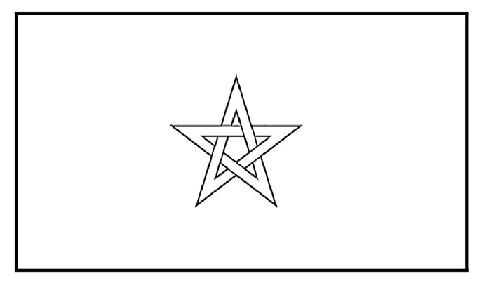 Bandeira do Marrocos para colorir (em preto e branco): PDF para Imprimir e Imagem