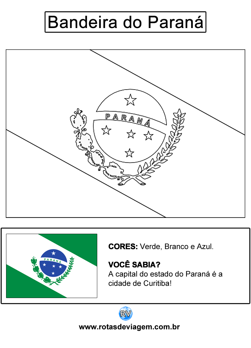 Bandeira do Paraná para colorir (em preto e branco): IMAGEM