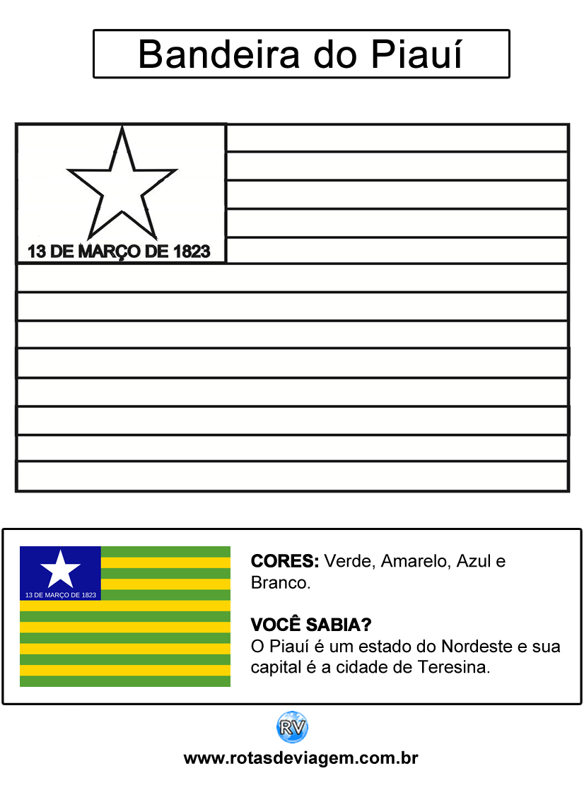 Bandeira do Piauí para colorir (em preto e branco): IMAGEM
