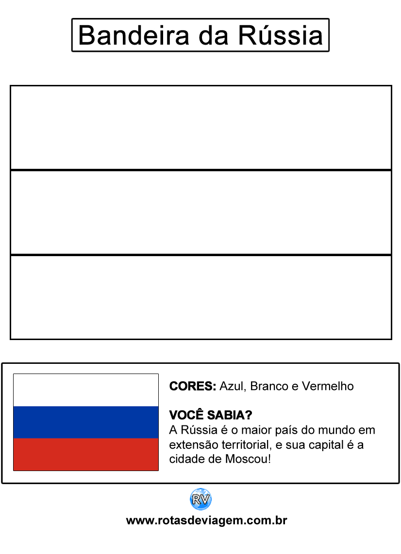 Bandeira da Rússia para colorir (em preto e branco): IMAGEM
