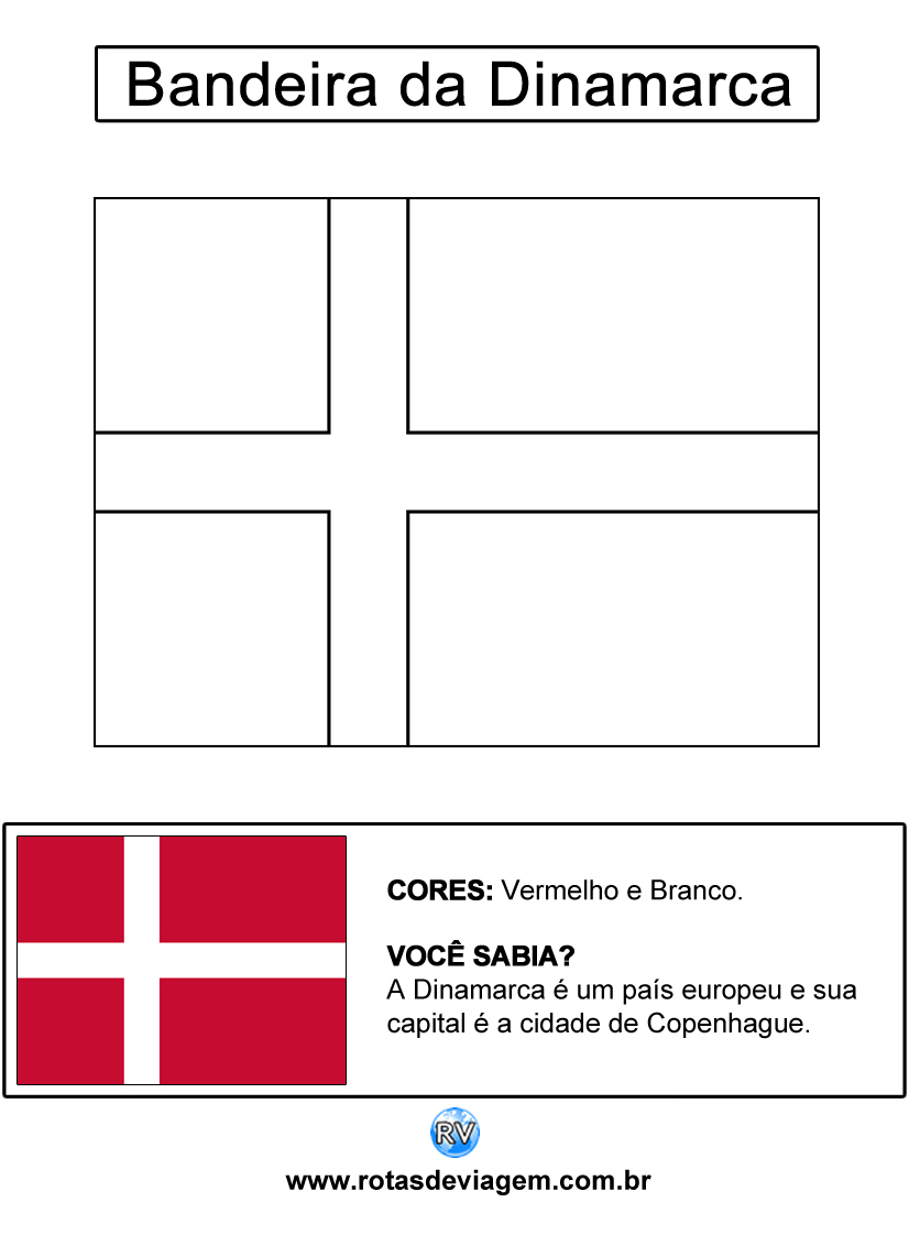Bandeira da Dinamarca para colorir (em preto e branco): IMAGEM