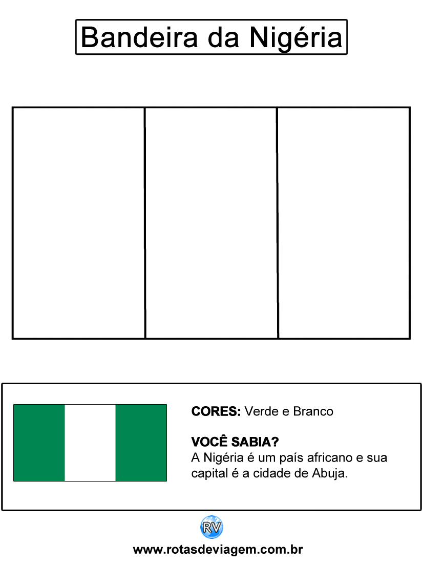 Bandeira da Nigéria para colorir (em preto e branco): IMAGEM