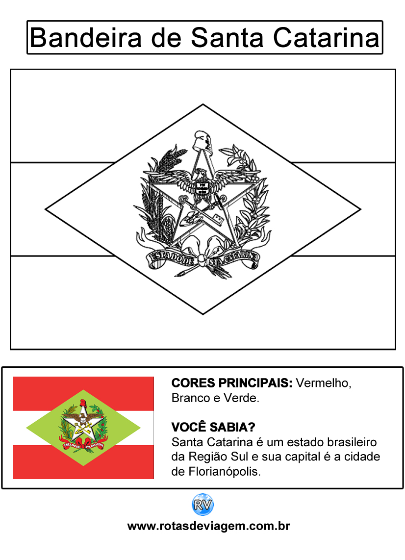Bandeira de Santa Catarina para colorir (em preto e branco): IMAGEM