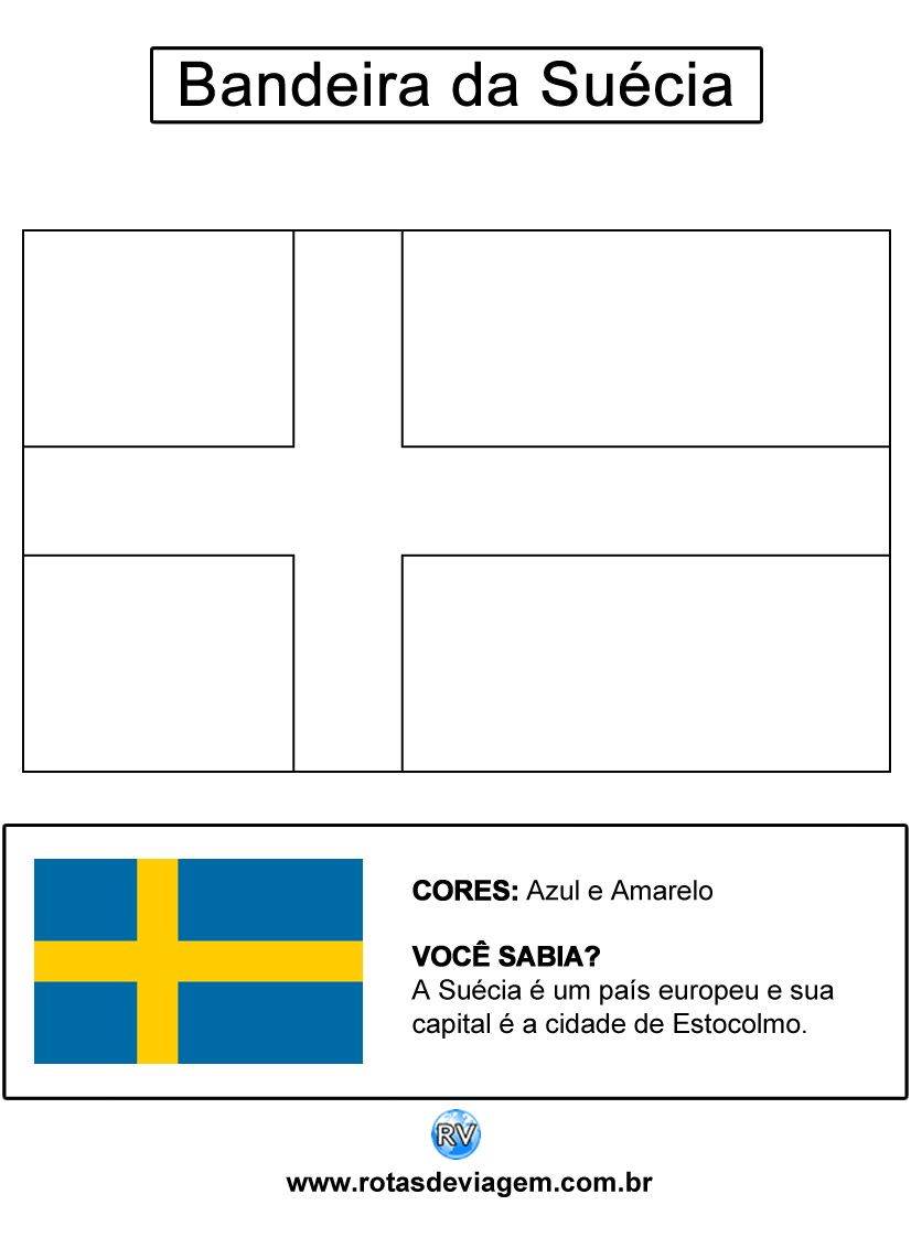 Bandeira da Suécia para colorir (em preto e branco): IMAGEM