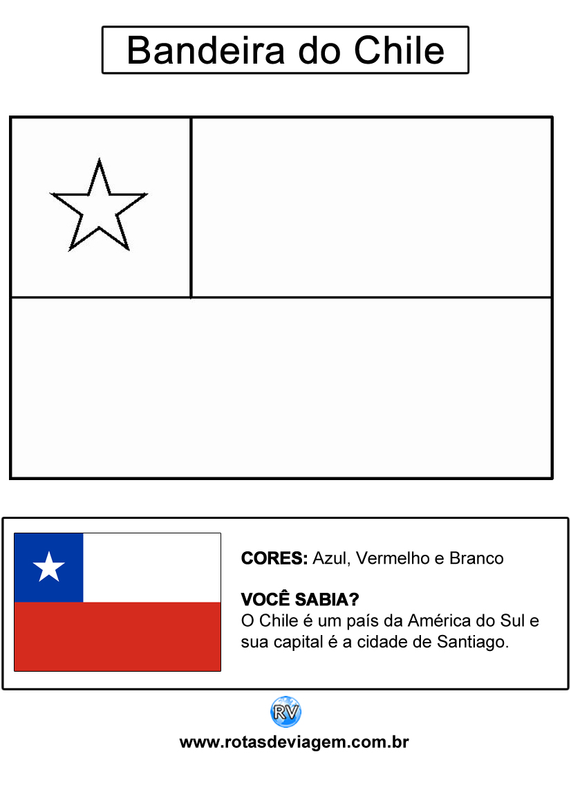 Bandeira do Chile para colorir (em preto e branco): IMAGEM