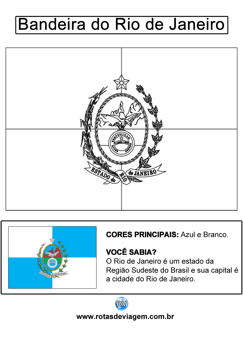 Bandeira do Rio de Janeiro para colorir (em preto e branco): IMAGEM