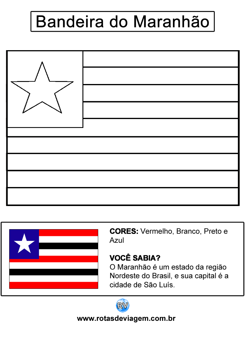 Bandeira do Maranhão para colorir (em preto e branco): IMAGEM