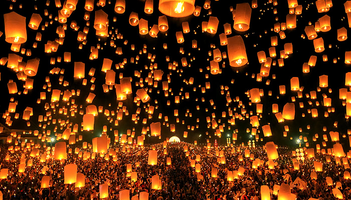 Lanterna kongming no Festival das Lanternas da China