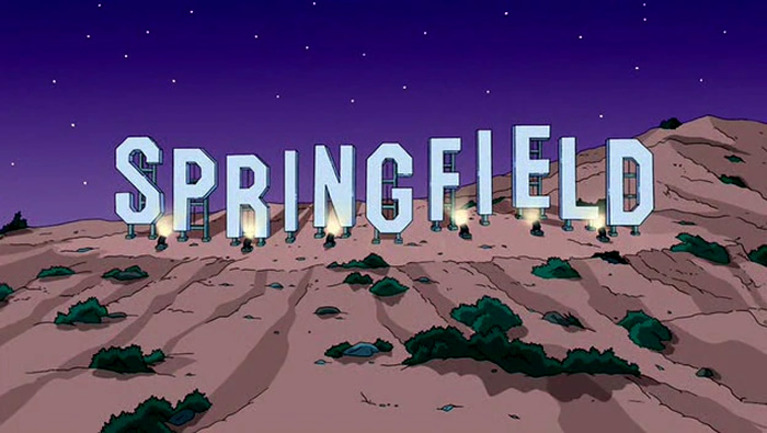 O letreiro de Springfield, em Os Simpsons, é inspirado no letreiro de Hollywood
