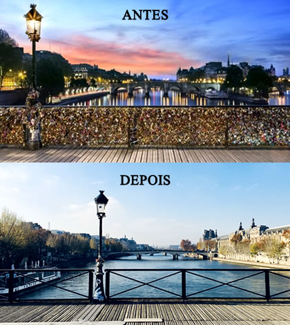 Ponte dos Cadeados de Paris (Pont des Arts): antes e depois