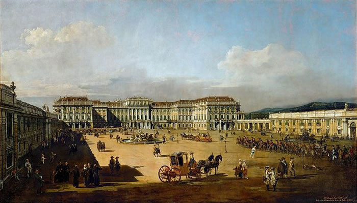 Pintura de 1758 mostrando o Palácio, por Bernardo Bellotto