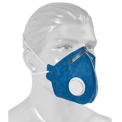 Máscara azul com válvula