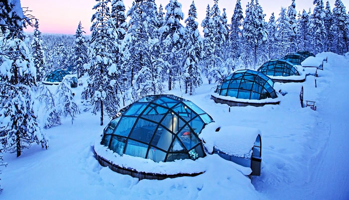 Iglus de vidro térmico no Kakslauttanen Arctic Resort