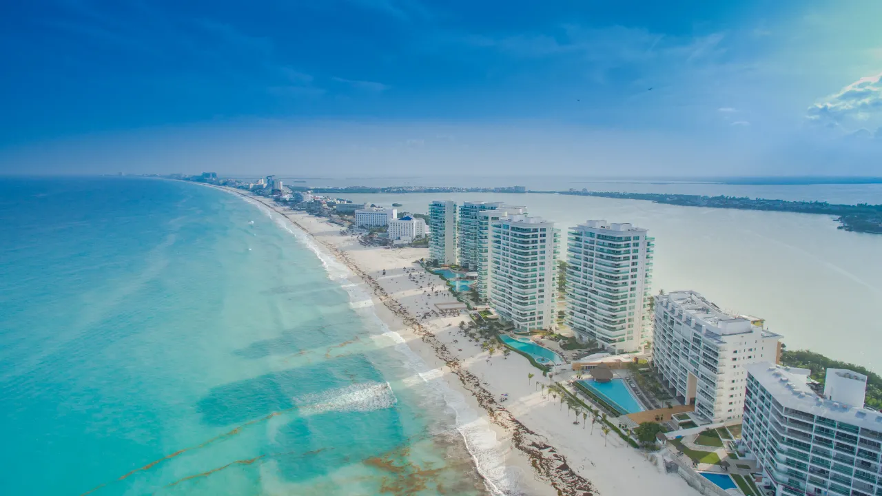 Praia Cancún Strand Luftbild