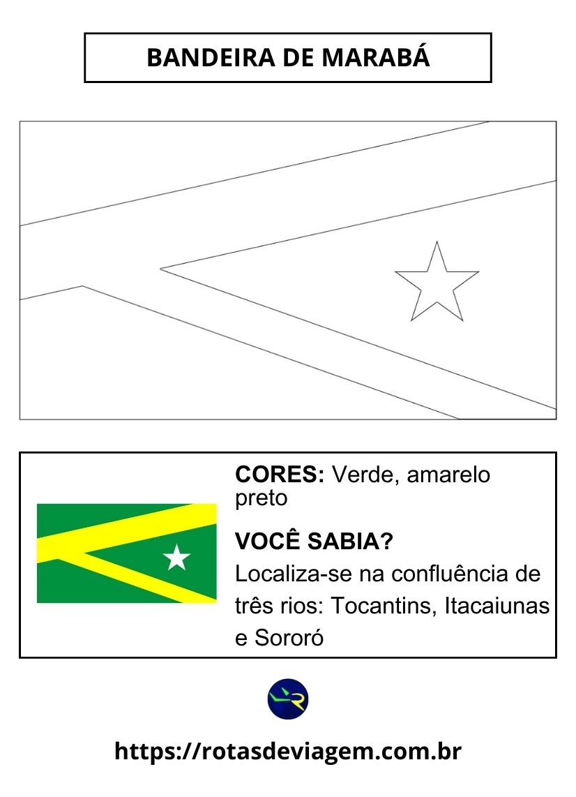 Bandeira de Marabá/PA para colorir (em preto e branco): IMAGEM